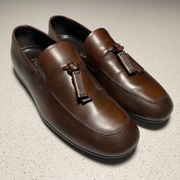 Prada Men's Dark Brown Leather Tassel Loafer Size US 6 - Picture 1 of 9
